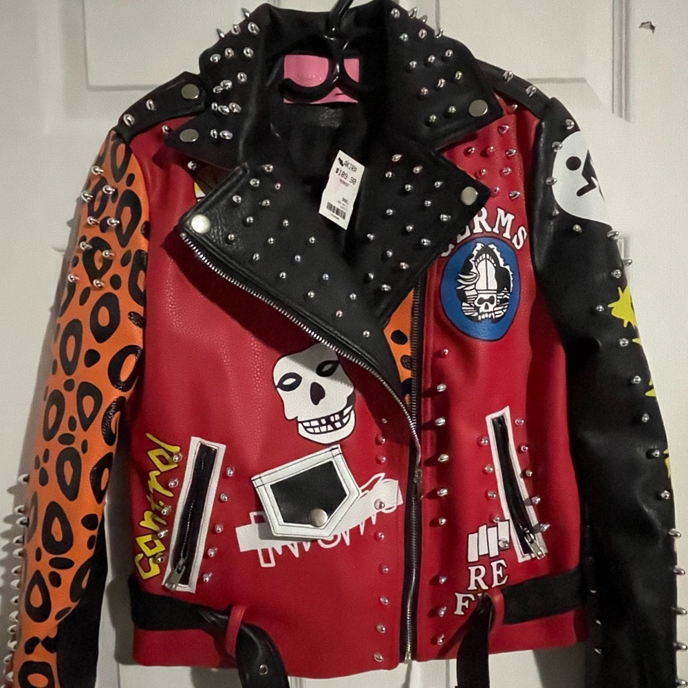 BNWT Azalea Wang leather motto jacket